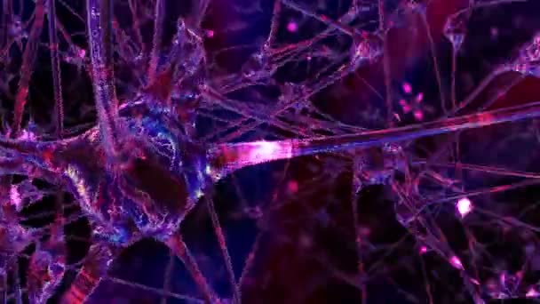 Intelligence artificielle. La caméra suit une des impulsions cérébrales passant par le réseau neuronal du robot. Bouclée 