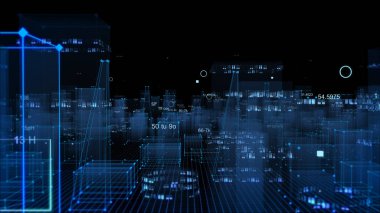 Soyut teknolojik dijital şehir siber veri, bilgi alan bilgi depolama