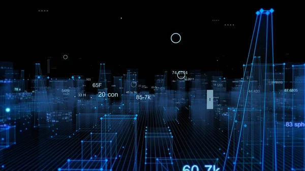 Abstrakte Technologische Digitale Stadt Aus Daten Cyberspace Informationsspeicherung Informationsraum — Stockfoto