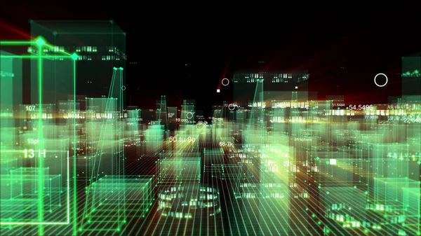 Abstrakte Technologische Digitale Stadt Aus Daten Cyberspace Informationsspeicherung Informationsraum — Stockfoto