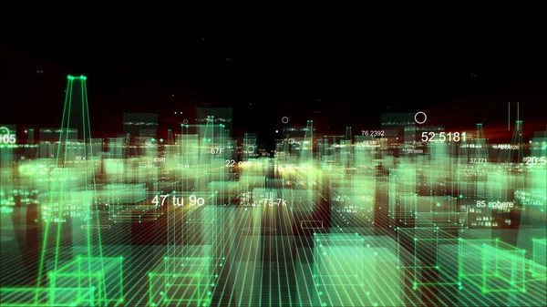 Streszczenie Technologicznych Cyfrowe Miasto Danych Cyberprzestrzeni Przechowywania Informacji Miejsce Informacji — Zdjęcie stockowe