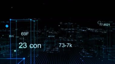 Siber veri, bilgi depolama bilgi alan soyut teknolojik dijital şehir. ilmekledi