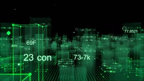 Résumé ville numérique technologique à partir de données dans le cyberespace, stockage de l'information dans l'espace d'information. bouclée 