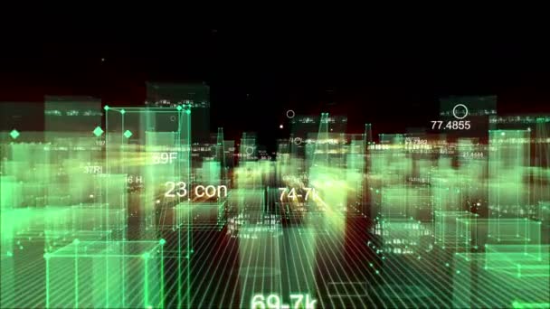 Abstrakt Teknisk Digital City Från Data Cyberrymden Lagring Information Ett — Stockvideo