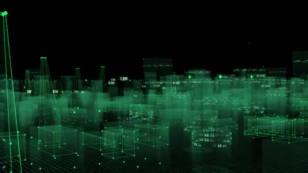 Formación Digital Tecnológica Consistente Una Ciudad Futurista Con Datos Bucle — Vídeos de Stock