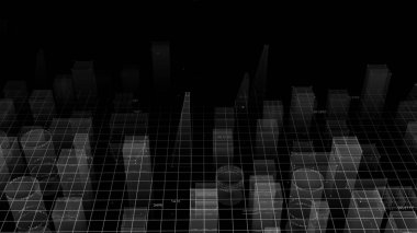 3D render soyut teknolojik dijital şehir siber veri, bilgi alan bilgi depolama