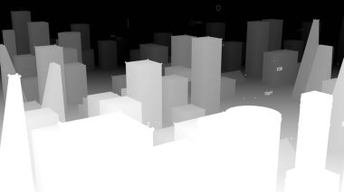 3D render soyut teknolojik dijital şehir siber veri, bilgi alan bilgi depolama