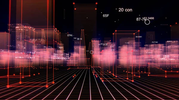 Rendu Abstrait Ville Numérique Technologique Partir Données Dans Cyberespace Stockage — Photo