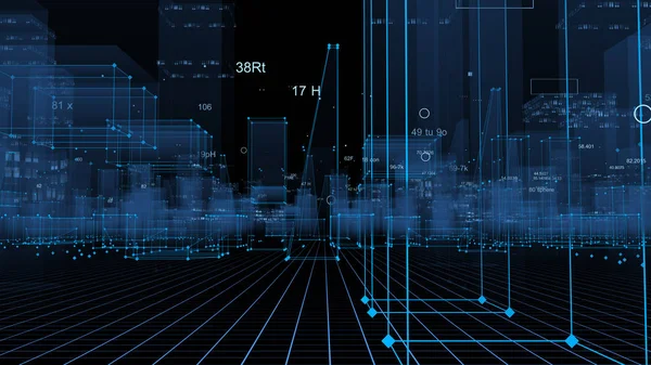 Rendu Abstrait Ville Numérique Technologique Partir Données Dans Cyberespace Stockage — Photo