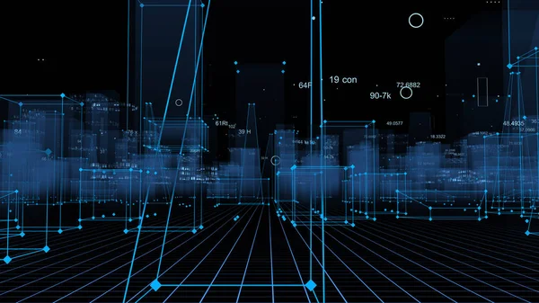 Rendu Abstrait Ville Numérique Technologique Partir Données Dans Cyberespace Stockage — Photo