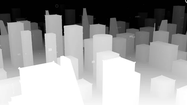 Vykreslování Abstraktní Technologické Digitální Město Data Kyberprostoru Ukládání Informací Prostoru — Stock fotografie