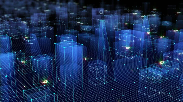 Rendu Abstrait Ville Numérique Technologique Partir Données Dans Cyberespace Stockage — Photo