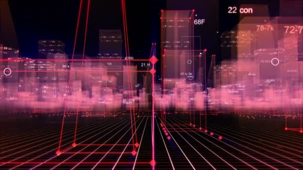 技术数字背景包括一个未来的城市与数据 — 图库视频影像