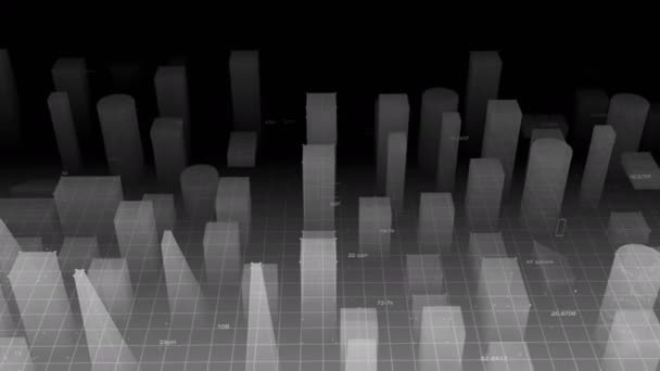 Technologische Digitale Achtergrond Bestaande Uit Een Futuristische Stad Met Gegevens — Stockvideo