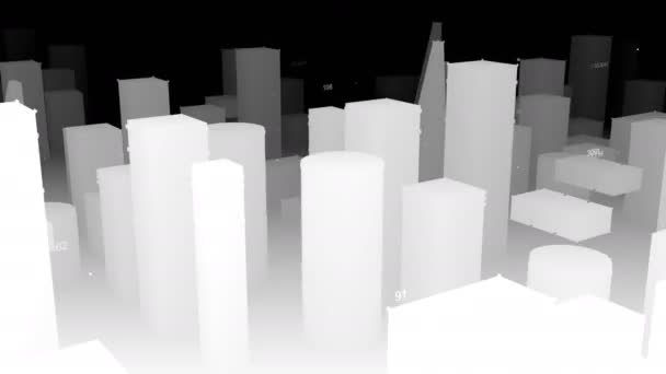 Teknisk Digital Bakgrund Bestående Futuristisk Stad Med Data Loopas — Stockvideo