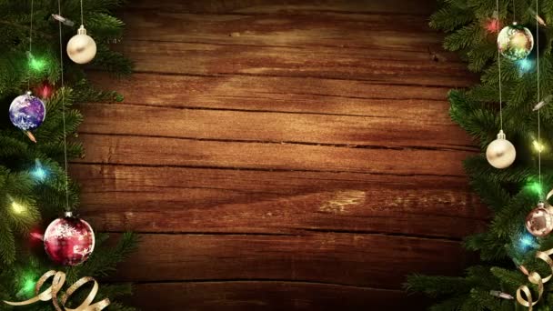 Hellen Festlichen Weihnachtsrahmen Auf Einem Alten Rustikalen Holztisch Eine Erstaunliche — Stockvideo