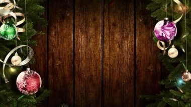 Parlak Noel çerçeve şenlikli şaşırtıcı sihirli bir atmosfer oluşturmak için eski rustik ahşap masa. ilmekledi