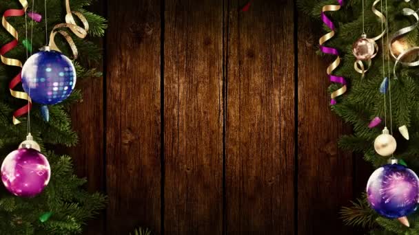 Uma Moldura Festiva Natal Uma Velha Mesa Madeira Rústica Ajudará — Vídeo de Stock