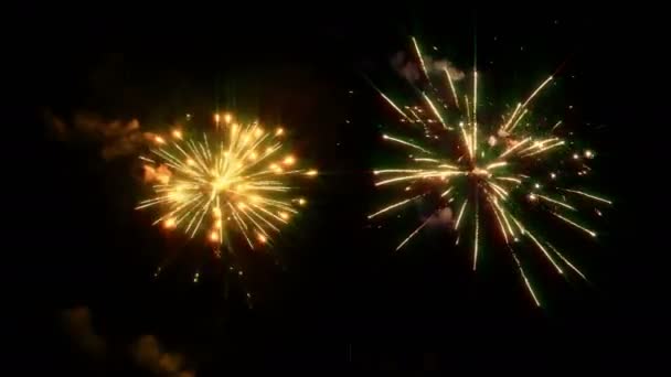 Buntes Feuerwerk Nachthimmel Helle Festtagsgrüße Ergänzen Die Festliche Atmosphäre Perfekt — Stockvideo