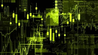 Borsa endeksi sanal uzayda hareket ediyor. Ekonomik büyüme, durgunluk. Elektronik sanal platformu eğilimleri ve hisse senedi piyasa dalgalanmaları gösterilen