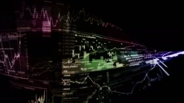 Borsa endeksi sanal uzayda hareket ediyor. Ekonomik büyüme, durgunluk. Elektronik sanal platformu eğilimleri ve hisse senedi piyasa dalgalanmaları gösterilen
