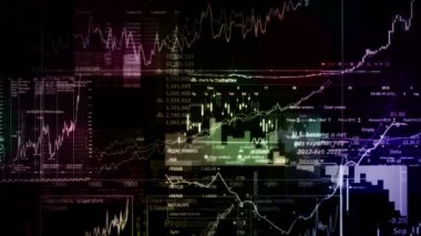 Borsa endeksi sanal uzayda hareket ediyor. Ekonomik büyüme, durgunluk. Elektronik sanal platformu eğilimleri ve hisse senedi piyasa dalgalanmaları gösterilen