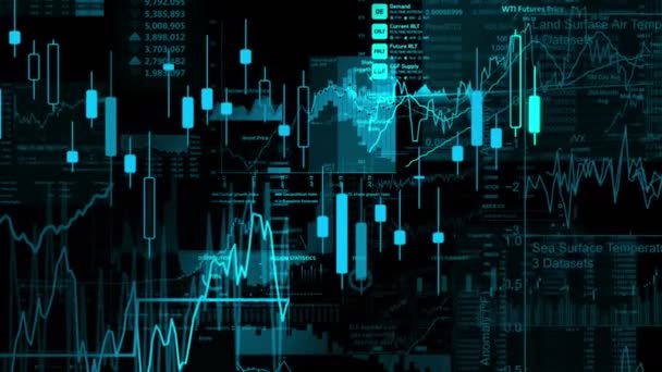 Los Índices Bursátiles Están Moviendo Espacio Virtual Crecimiento Económico Recesión — Vídeos de Stock