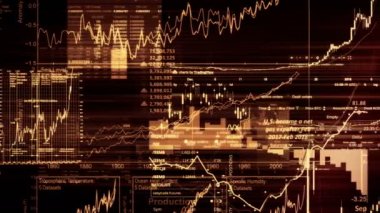 Borsa endeksi sanal uzayda hareket ediyor. Ekonomik büyüme, durgunluk. Elektronik sanal platformu eğilimleri ve hisse senedi piyasa dalgalanmaları gösterilen