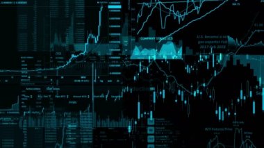 Borsa endeksi sanal uzayda hareket ediyor. Ekonomik büyüme, durgunluk. Elektronik sanal platformu eğilimleri ve hisse senedi piyasa dalgalanmaları gösterilen