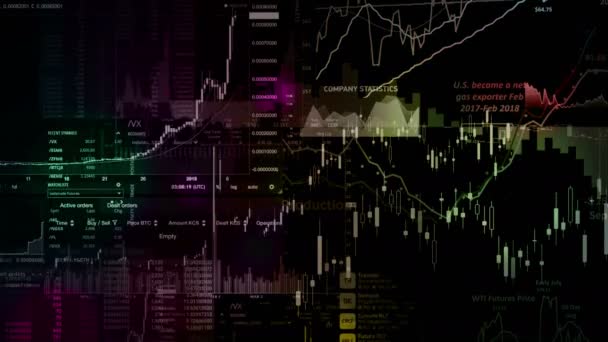 Фондовые Индексы Движутся Виртуальном Пространстве Экономический Рост Рецессия Электронная Виртуальная — стоковое видео