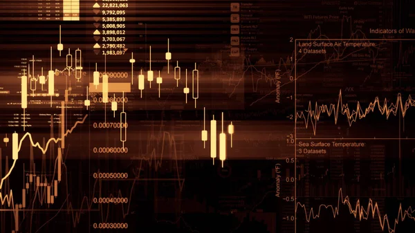 Rendering Tőzsdei Indexek Virtuális Térben Gazdasági Növekedés Recesszió Elektronikus Virtuális — Stock Fotó