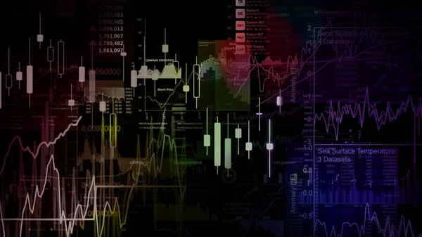 Рендеринг Фондовых Индексов Виртуальном Пространстве Экономический Рост Рецессия Электронная Виртуальная — стоковое фото