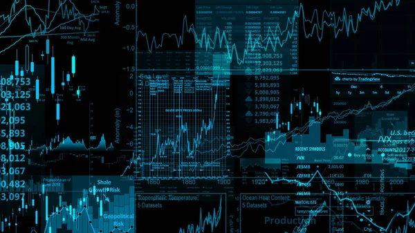 Rendering Börsindex Virtuella Rymden Ekonomisk Tillväxt Recession Elektronisk Virtuell Plattform — Stockfoto