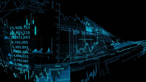 Vykreslování Akciových Indexů Virtuálním Prostoru Hospodářský Růst Recese Elektronické Virtuální — Stock fotografie