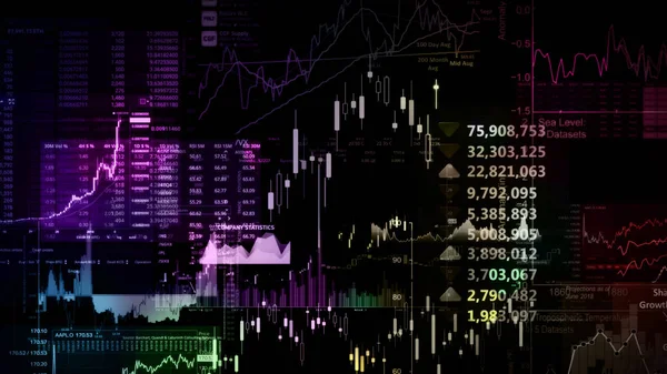 Rendering Tőzsdei Indexek Virtuális Térben Gazdasági Növekedés Recesszió Elektronikus Virtuális — Stock Fotó