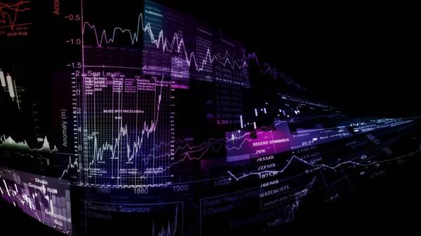 Vykreslování Akciových Indexů Virtuálním Prostoru Hospodářský Růst Recese Elektronické Virtuální — Stock fotografie