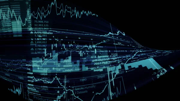 仮想空間における株価指数の レンダリングします 経済成長 景気後退 動向と株式市場の変動を示す電子仮想プラットフォーム — ストック写真