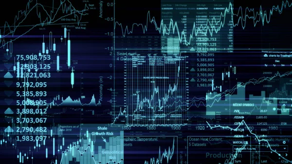 Vykreslování Akciových Indexů Virtuálním Prostoru Hospodářský Růst Recese Elektronické Virtuální — Stock fotografie