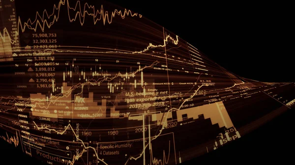 仮想空間における株価指数の レンダリングします 経済成長 景気後退 動向と株式市場の変動を示す電子仮想プラットフォーム — ストック写真