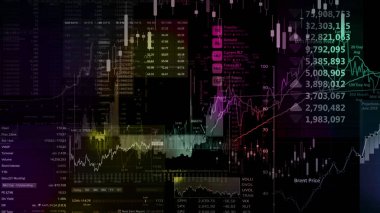 3D render sanal alanda hisse senedi dizinleri. Ekonomik büyüme, durgunluk. Elektronik sanal platformu eğilimleri ve hisse senedi piyasa dalgalanmaları gösterilen