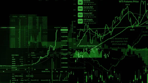 Renderização Índices Ações Espaço Virtual Crescimento Económico Recessão Plataforma Virtual — Fotografia de Stock