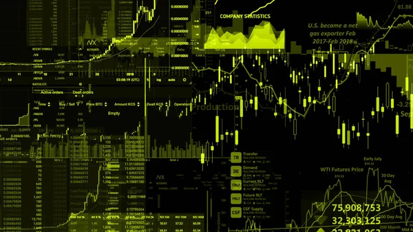 Representación Índices Stock Espacio Virtual Crecimiento Económico Recesión Plataforma Virtual — Foto de Stock