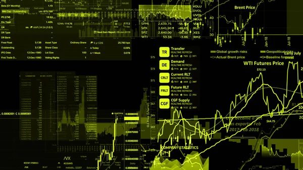 Renderização Índices Ações Espaço Virtual Crescimento Económico Recessão Plataforma Virtual — Fotografia de Stock