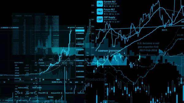 Render Sanal Alanda Hisse Senedi Dizinleri Ekonomik Büyüme Durgunluk Elektronik — Stok fotoğraf