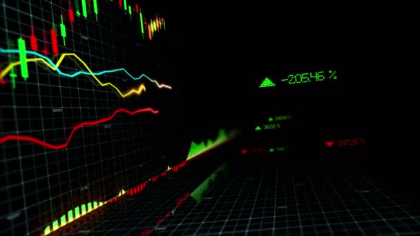 Les Indices Boursiers Évoluent Dans Espace Virtuel Croissance Économique Récession — Video