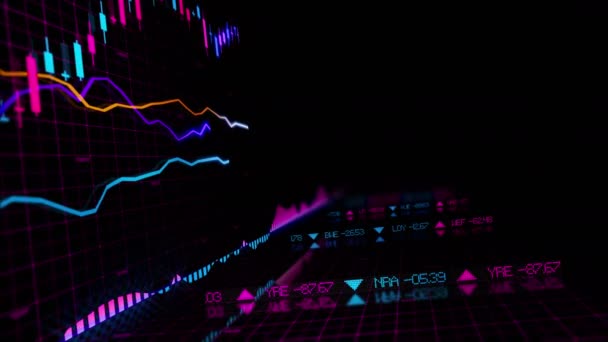 Burzovní Indexy Pohybují Virtuálním Prostoru Hospodářský Růst Recese Smyčkou — Stock video