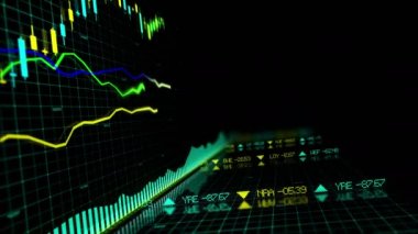 Borsa endeksi sanal uzayda hareket ediyor. Ekonomik büyüme, durgunluk. ilmekledi