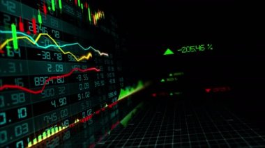 Borsa endeksi sanal uzayda hareket ediyor. Ekonomik büyüme, durgunluk. ilmekledi