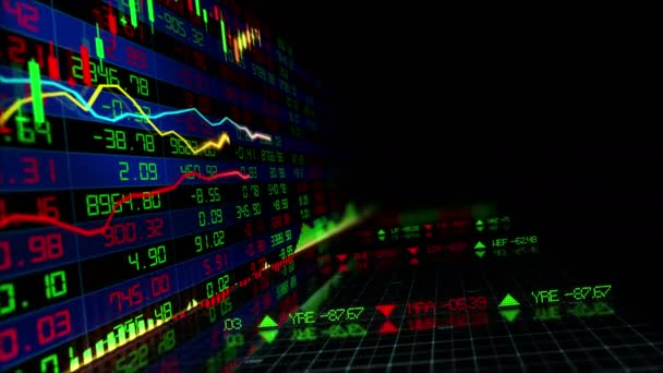 Die Aktienindizes Bewegen Sich Virtuellen Raum Wirtschaftswachstum Rezession Schleife — Stockvideo