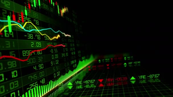 Фондовые Индексы Движутся Виртуальном Пространстве Экономический Рост Рецессия Lox — стоковое видео